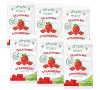 Simple Mixes Natural Gelatin Dessert, Strawberry, Healthy Snack, Dye-Free, No Gluten or Fat, Kosher, 6 Pack