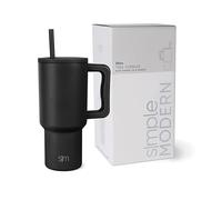 Simple Modern 30 oz Trek Tumbler with Handle and Straw | Insulated Stainless Steel Water Bottle Iced Coffee Cup Travel Mug | Gifts for Women | Trek Collection | 890ml | Midnight Black