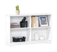 Simple Modern 4-Compartment Low Bookcase w/ Shelves Cube Display Office