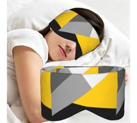 Simple Modern Gray Yellow and Black Geometric, Sleep Mask for Home Travel, Full Eye Covers Light Blocking Eye Mask Sleep Eye and Ear Muffs