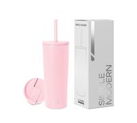 Simple Modern Insulated Tumbler with Lid and Straw | Iced Coffee Cup Reusable Stainless Steel Water Bottle Travel Mug | Gifts for Women Men Her Him | Classic Collection | 710ml | Blush