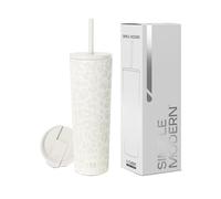 Simple Modern Insulated Tumbler with Lid and Straw | Iced Coffee Cup Reusable Stainless Steel Water Bottle Travel Mug | Gifts for Women Men Her Him | Classic Collection | 830ml | Cream Leopard