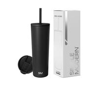 Simple Modern Insulated Tumbler with Lid and Straw | Iced Coffee Cup Reusable Stainless Steel Water Bottle Travel Mug | Gifts for Women Men Her Him | Classic Collection | 830ml | Midnight Black