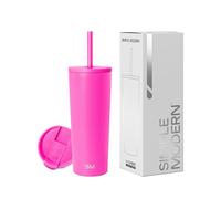 Simple Modern Insulated Tumbler with Lid and Straw | Iced Coffee Cup Reusable Stainless Steel Water Bottle Travel Mug | Gifts for Women Men Her Him | Classic Collection | 710ml | Raspberry Vibes