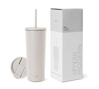 Simple Modern Insulated Tumbler with Lid and Straw | Iced Coffee Cup Reusable Stainless Steel Water Bottle Travel Mug | Gifts for Women Men Her Him | Classic Collection | 710ml | Almond Birch
