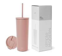 Simple Modern Insulated Tumbler with Straw and Lid | Iced Coffee Cup Reusable Stainless Steel Water Bottle Travel Mug | Gifts for Women and Men | Classic Collection | 710ml | Mauve Me