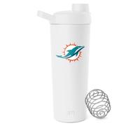 Simple Modern Officially Licensed NFL Miami Dolphins Stainless Steel Shaker Bottle with Ball 24oz | Metal Insulated Cup for Protein Mixes, Shakes and Pre Workout | Rally Collection | Miami Dolphins
