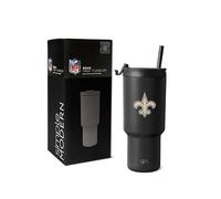 Simple Modern Officially Licensed NFL New Orleans Saints 30 oz Tumbler with Flip Lid and Straws | Insulated Cup Stainless Steel | Gifts for Men Women | Trek Collection | New Orleans Saints