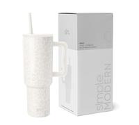 Simple Modern Tumbler 40 oz with Handle and Straw | Insulated Stainless Steel Water Bottle Iced Coffee Cup Travel Mug | Gifts for Women & Men | Trek | 1180ml | Cream Leopard