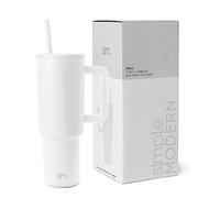 Simple Modern Tumbler 40 oz with Handle and Straw | Insulated Stainless Steel Water Bottle Iced Coffee Cup Travel Mug | Gifts for Women & Men | Trek | 1180ml | Winter White