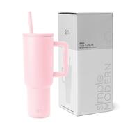 Simple Modern Tumbler 40 oz with Handle and Straw | Insulated Stainless Steel Water Bottle Iced Coffee Cup Travel Mug | Gifts for Women & Men | Trek | 1180ml | Blush