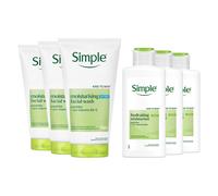 Simple Moisturising Face Wash 3 Pack + Light Moisturiser 3 Pack