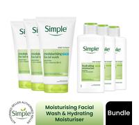 Simple Moisturising Face Wash & Hydrating Light Moisturiser Bundle x3