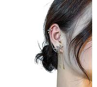 simple moon star rhinestone long chain for shine sun crescent geometric tassel piercing earring party jewelry women earrings