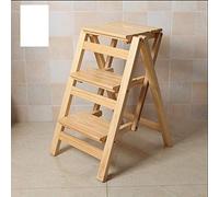 Simple Multifunctional Folding Stool,Ladder Stool Solid Wood Home Multi-Function Folding Ladder Chair Indoor Mobile Ascending Ladder Dual-Use Three-Step Ladder Stool Cli