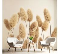 Simple Natural Wallpaper, Rabbit Tail Grass Wallpaper for Room Decoration, Beige Wall Murals Art Decor, for Living Room Tv Background Bedroom - 400 x 280 cm