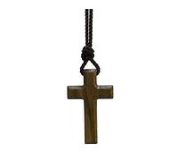 Simple Natural Walnut Wood Cross Pendant Necklace for Men Women Solid Wooden Christian Baptism Christmas Easter Prayer Faith Confirmation Birthday Gift Car Rearview Mirror Hanging Wall Ornament
