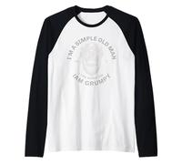 Simple Old Man Gen X Grumpy Monkey Boobs Funny Raglan Baseball Tee