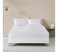 Simple&Opulence 100% Bamboo Viscose Fitted Sheet, Cooling and Luxurious Silky Hypoallergenic Bed Sheet with Extra Deep Pocket (Super King, Bamboo White)