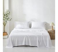 Simple&Opulence 100% Bamboo Viscose Flat Sheet -Cooling and Ultra Soft Silky Flat Top Sheet -1 Bed Sheet Only (Double 228 x 255 cm, Bamboo White)