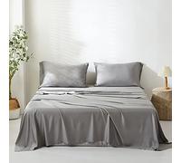 Simple&Opulence 100% Bamboo Viscose Flat Sheet -Ultra Soft and Silky Cooling Flat Top Sheet -1 Bed Sheet Only (SuperKing 269 x 295 cm, Bamboo Gray)