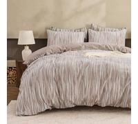 Simple&Opulence 100% Cotton Duvet Cover Double Size, Leaf Botanical Pattern Quilt Cover Set, Soft Warm Cosy Bedding for Autumn Winter with 2 Pillowcases(Beige, 200x200cm)