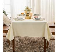 Simple&Opulence 100% Cotton Rectangle Tablecloth 58x120, 8Ft Canvas Fabric Waterproof Washable Table Cloth, Decor Farmhouse Dining Table Cover for Kitchen, Wedding Party, Outdoor, 10-12 Seats(Beige)