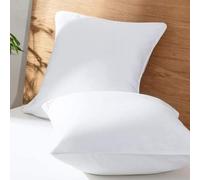 Simple&Opulence 100% Linen Euro Shams with White Trim Inserted Edges, 26"x26" Home Decorative Pillow Cover Set of 2, Basic Style Pillow Shams, White