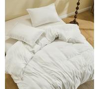 Simple&Opulence Cooling Duvet Cover Set Queen Size, 3 Pcs 100% Viscose Derived from Bamboo Hotel Luxury Silky Bedding Set, Breathable Soft Comforter Cover for Hot Sleeper with 2 Pillowcases(White)