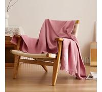 Simple&Opulence Cotton Muslin Throw Blanket 4 Layers for Bed, Couch, Woven Gauze Blanket with Tassels, Soft Lightweight Cozy Pre-Washed Breathable Farmhouse Decoration for All-Season(Dusty Pink)