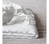 Simple&Opulence Double Fitted Sheet, 100% Natural Linen Bed Sheet with 35cm Deep Pocket, Breathable Cozy Mattress Protector for Summer (White,137x190cm)