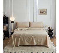 Simple&Opulence Flat Sheet, 55% Linen 45% Cotton Basic Style Super Soft Flat Top Bed Sheet, 255 x 270 cm, Linen/Beige