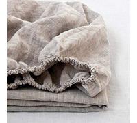 Simple&Opulence King Size Fitted Sheets, 100% Natural Linen Bed Sheet with 35cm Deep Pocket, Breathable Cozy Mattress Protector for Summer (Linen,150x200cm)