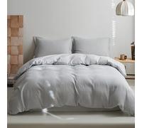 Simple&Opulence Muslin Double Duvet Cover Set, 100% Cotton Ultra Soft and Lightweight Textured Puckering Bed Duvet Cover with 2 Pillowcases (200×200cm, Light Blue)