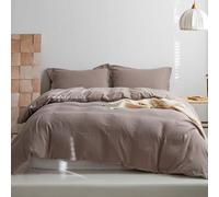 Simple&Opulence Muslin King Duvet Cover Set, 100% Cotton Ultra Soft and Lightweight Textured Puckering Bed Duvet Cover with 2 Pillowcases (230×220cm, Coffee Grey)