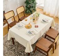Simple&Opulence Table Cloth 140x140 cm Rectangular, Wipeable Waterproof Tablecloth, 2-4 Seats Cotton Table Cover for Dining, Kitchen, Outdoor, Natural