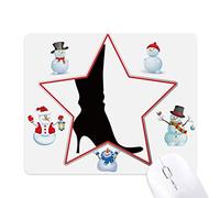 Simple Pattern Black High Boots Outline Christmas Snowman Family Star Mouse Pad