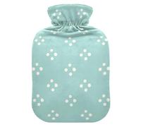 Simple Pattern Four Dots Group Mint hot Water Bottle with Soft Cover, 2L Water Bags for Hot and Cold Therapies