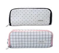 Simple Pencil Pouch Large Capacity Divided Soft Touch Zipper