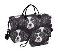 Simple Photographic Dog Faces Travel Duffel Bag Carry On Tote Bag Sports Tote Gym Bag with Adjustable Strap for Business Trips Multifunctional