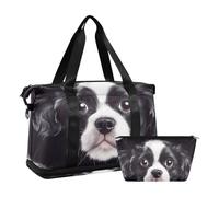 Simple Photographic Dog Faces Workout Bag Gym Bag with Toiletry Bag for Airplane Traveling 2 Pcs Set, simple photographic dog faces, One Size