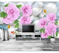 Simple Pink Flower Geometric Round 3D Wallpaper Luxury Home Dining Decor Paste Sofa Living Room The Wall for Bedroom Mural-250cm×170cm