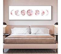 Simple Pink Moon Phase Canvas Painting Wall Art Poster Printing Abstract Pictures Nordic Home Decoration Canvas Print 50x150cm Frameless