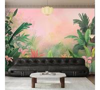 Simple Pink Plant Green Leaf Flower 3D Wallpaper Textured Silk Easy Install Living Room Sofa Bedroom Dining Room Home Decoration Wall-150cm×105cm