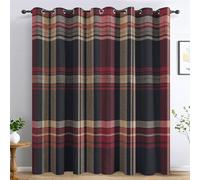 Simple Plaid Curtains for Living Room, Gingham Red Black Tartan Blackout Curtains Bedroom, 46 x 54 Inch 2 Panels, 54 Drop Eyelet Thermal Window Drapes, Home Decor E-D22