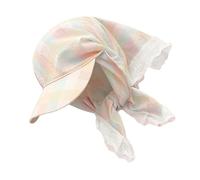 Simple Plaids Head Wrap Hat for Women Soft Lace Trims Headscarf Hat for Female Teens Daily Wear and Social Gatherings Vintage Checkered Baseball
