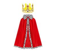 Simple polymer King Robe Halloween Costume Medieval Prince King Costume Cape(Cape&Crown) Red