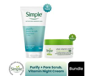 Simple Pore Polish Face Scrub & Vital Vitamin Night Cream Bundle x6