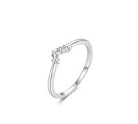 Simple Promise Rings, Diamond Engagement Ring Set for Women Star Silver with Round Shape Diamond 18K White Gold Size V 1/2