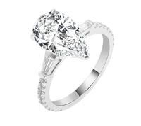 Simple Promise Rings Engagement Rings Pear Shaped 14K White Gold Moissanite Elegant Size J 1/2 Modern for Wife Wedding Jewelry